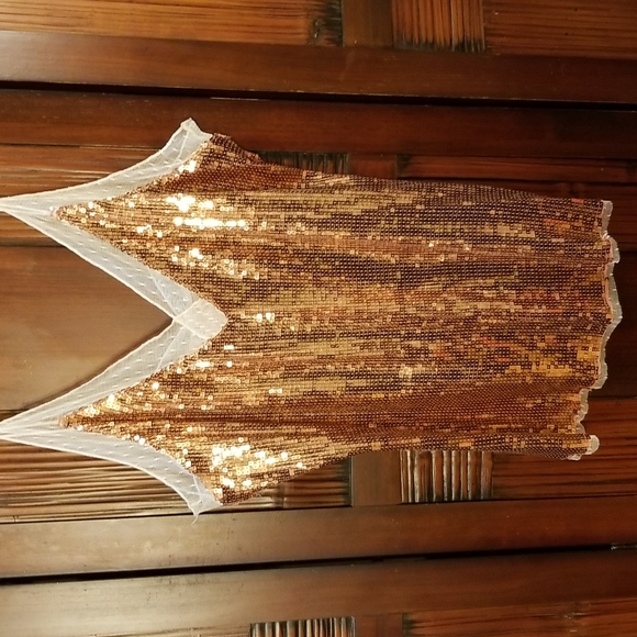 Free People Rosegold sequin camisole top womens M/L - Picture 2 of 5